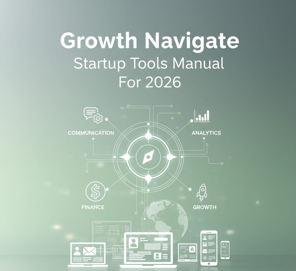Growth Navigate Startup Tools Manual For 2026 Growth Navigate startup tools guide 2026 covering communication, CRM, project management, and financial software with pricing comparisons and adoption rates.