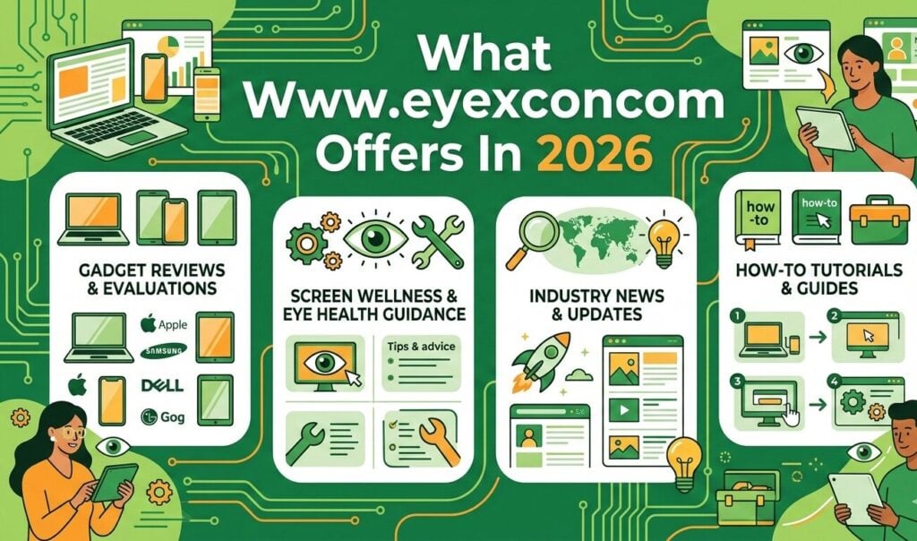 What www.eyexconcom Offers In 2026 www.eyexconcom profile covering the tech blog's gadget reviews, eye health guidance, audience breakdown, content approach, and comparison with typical tech sites.