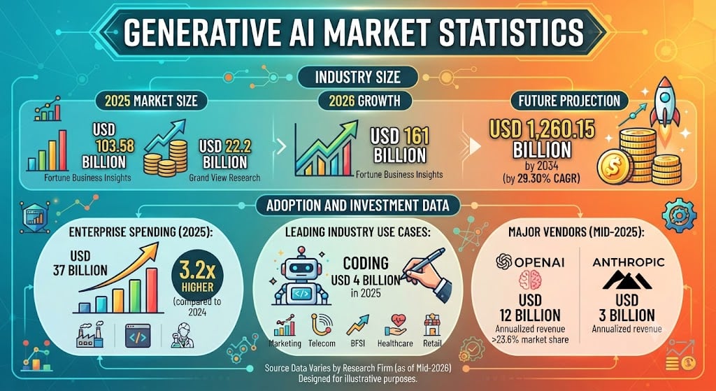 Generative AI Market Statistics 2026: Industry Size, Adoption And ...